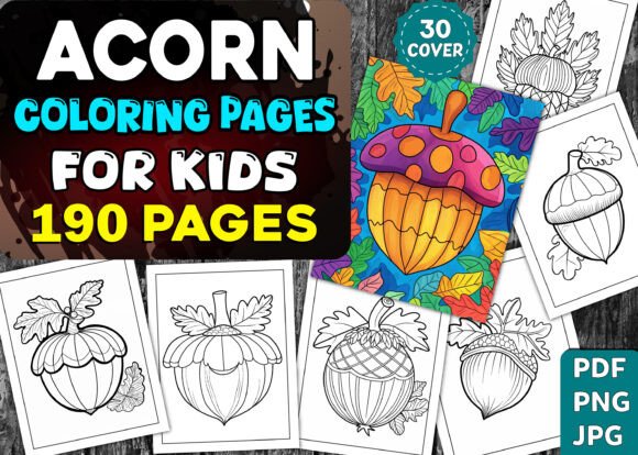 190 Acorn Coloring Pages for Kids - KDP