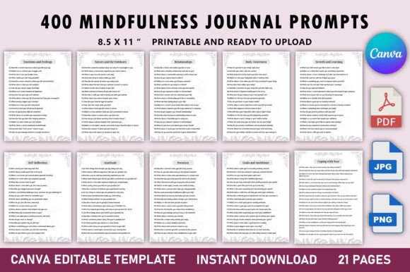 400 Mindfulness Journal Prompts Bundle