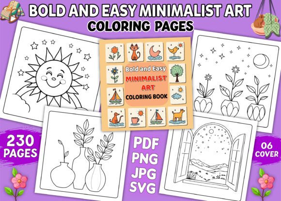 Bold Easy Minimalist Art Coloring Pages: A Calming Escape for Adults