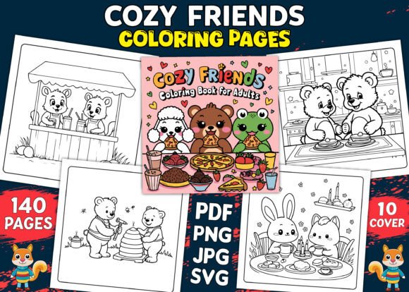 Cozy Friends Coloring Book for Adults: A Creative Escape for Mindful Relaxation