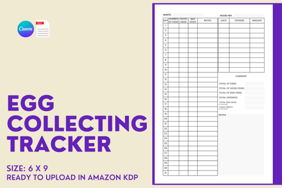 Egg Collecting Tracker - KDP Template: A Practical Tool for Content Creators