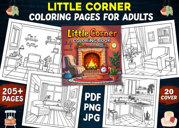 Little Corner Coloring Pages for Adults: A Creative Escape for Mindful Relaxation
