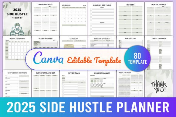 Maximize Your Side Hustle Potential with the Editable 2025 Side Hustle Planner