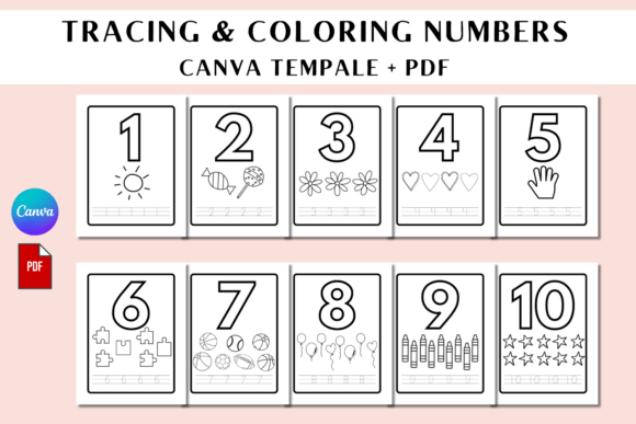 Numbers Tracing Coloring KDP Template