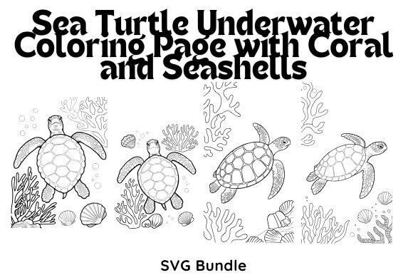 Sea Turtle Underwater Coloring Page
